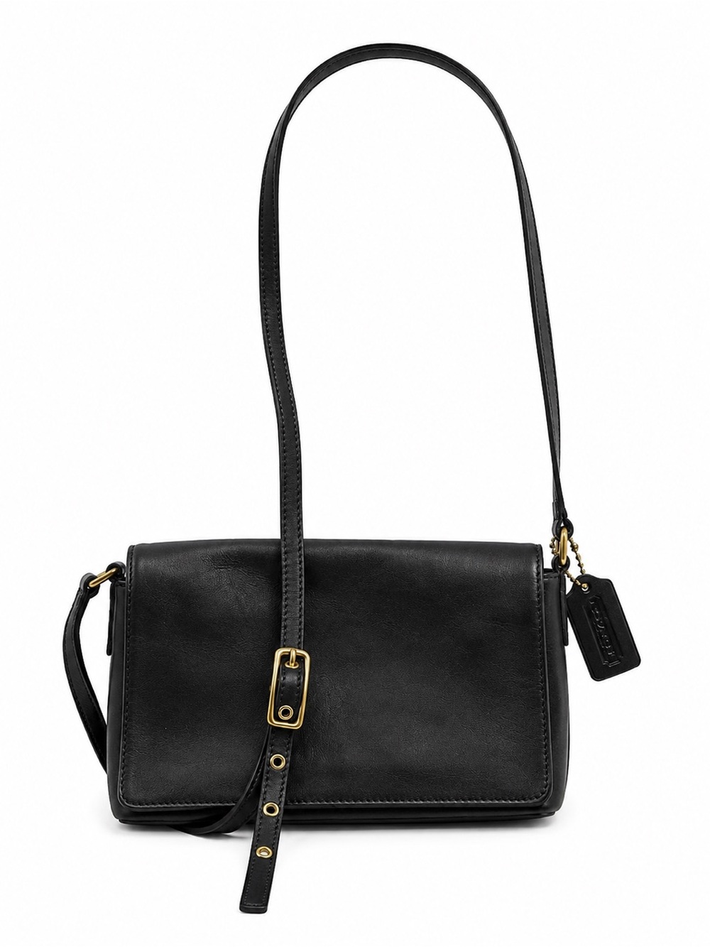 Vintage Coach Black Leather Shoulder Bag or  Crossbody Purse G35-9599 Minimalist
